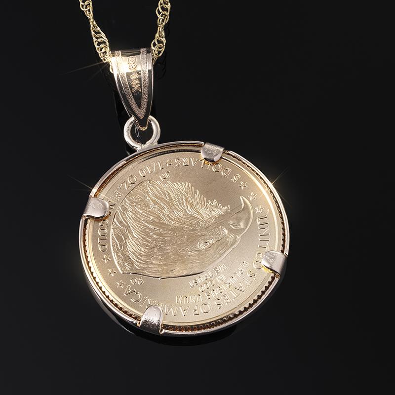 14k Yellow Gold American Eagle Coin Necklace